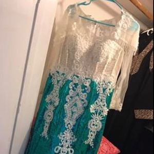 Custom made turquoise evening dress